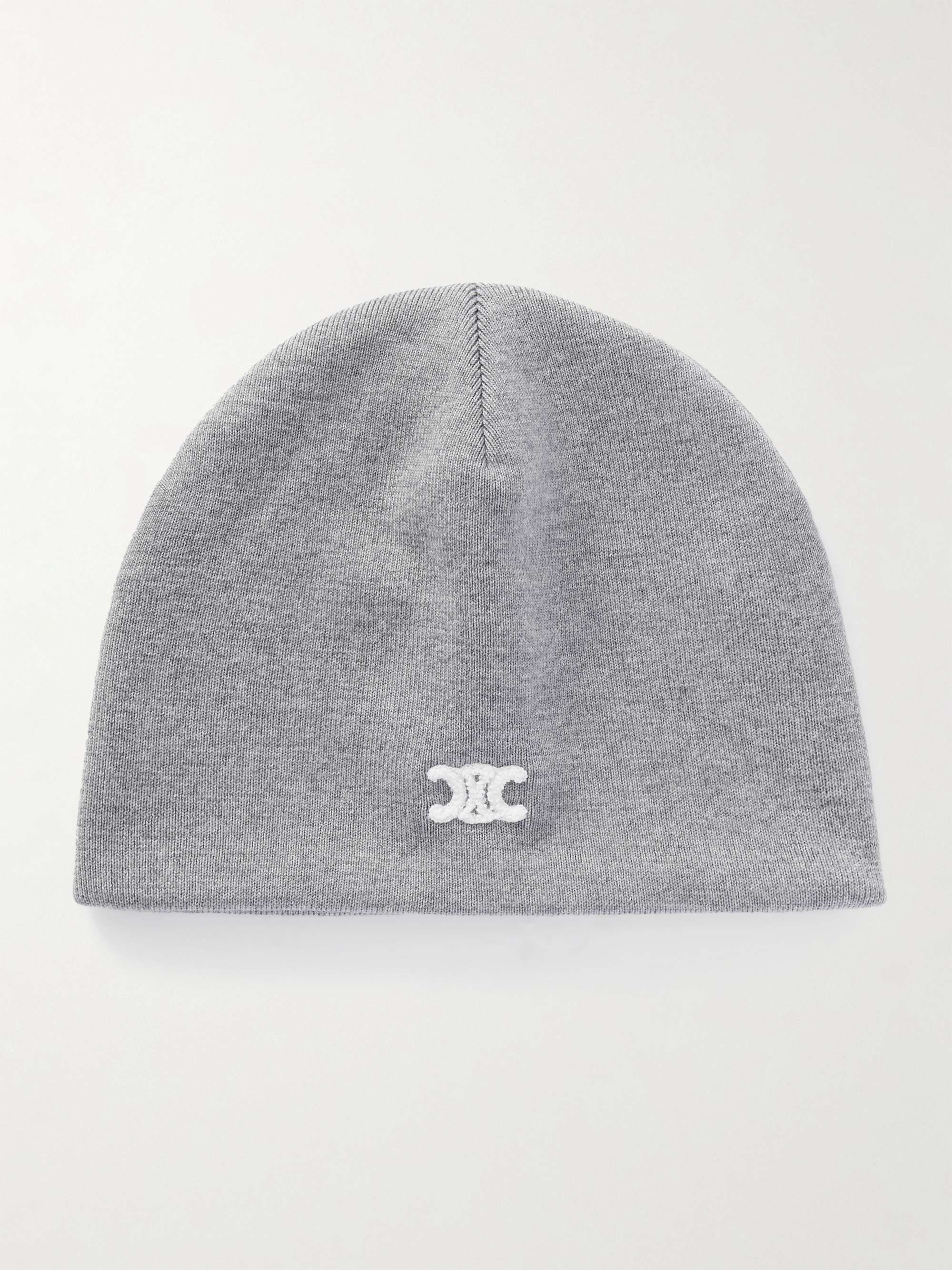 CELINE Logo-Embroidered Wool and Cashmere-Blend Beanie for