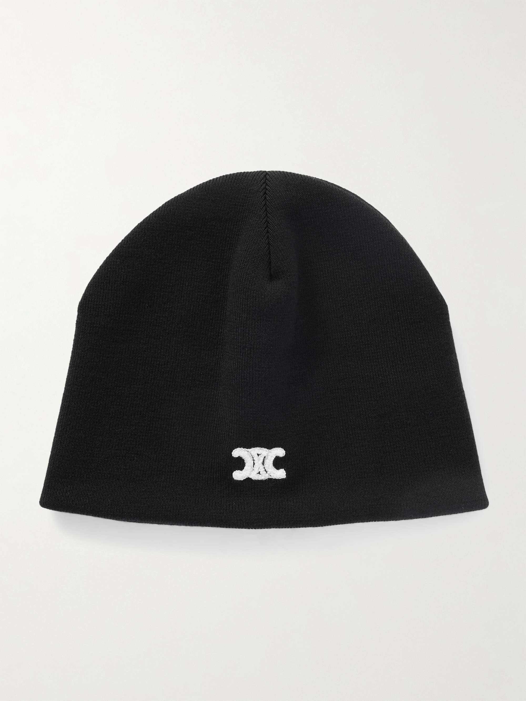 帽子 CELINE EMBROIDERED KNIT WOOL BEANIE CELINE/EMBROIDERED KNIT WOOL BEANIE Embroidered Knit Wool