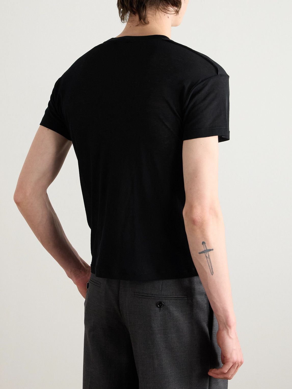 Celine Slim-fit Logo-embroidered Cotton-jersey T-shirt In Black