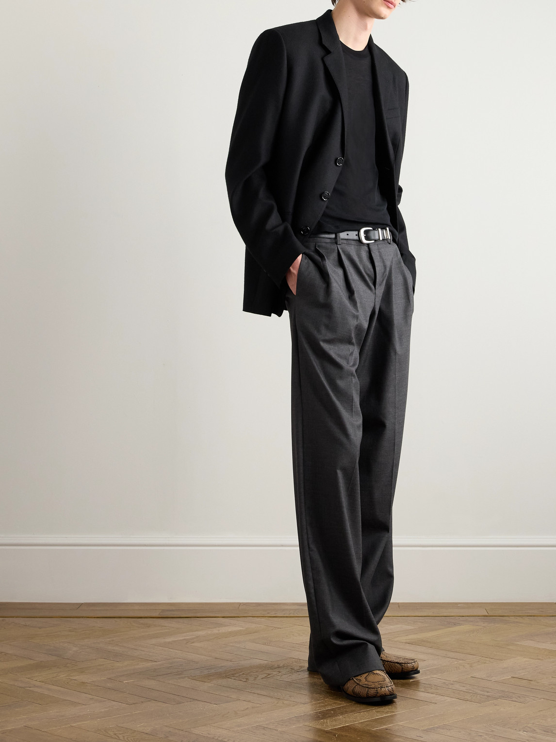 Celine Slim-fit Logo-embroidered Cotton-jersey T-shirt In Black