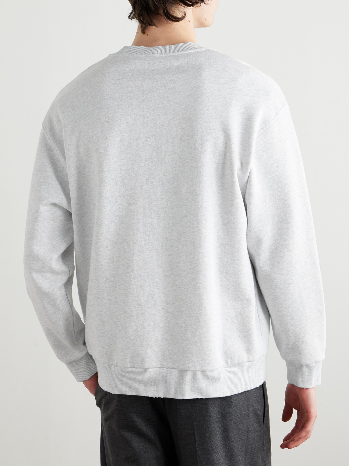 Celine Logo-embroidered Cotton-jersey Sweatshirt In Gray
