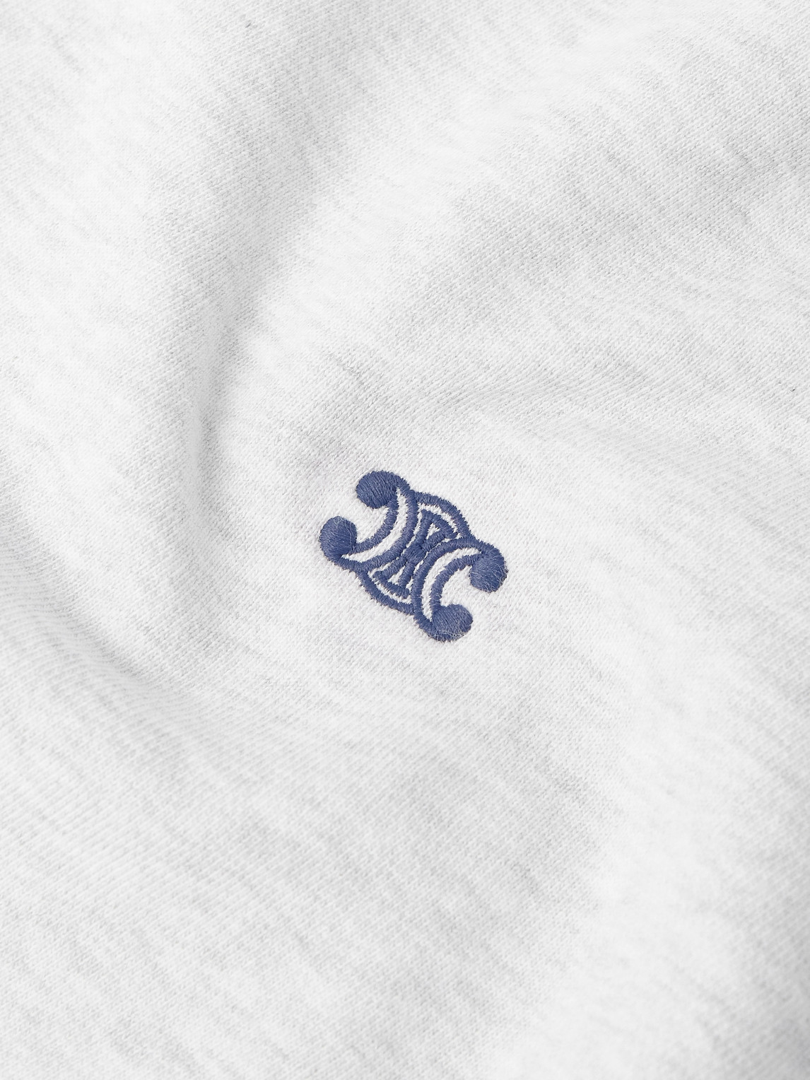 Celine Logo-embroidered Cotton-jersey Sweatshirt In Gray