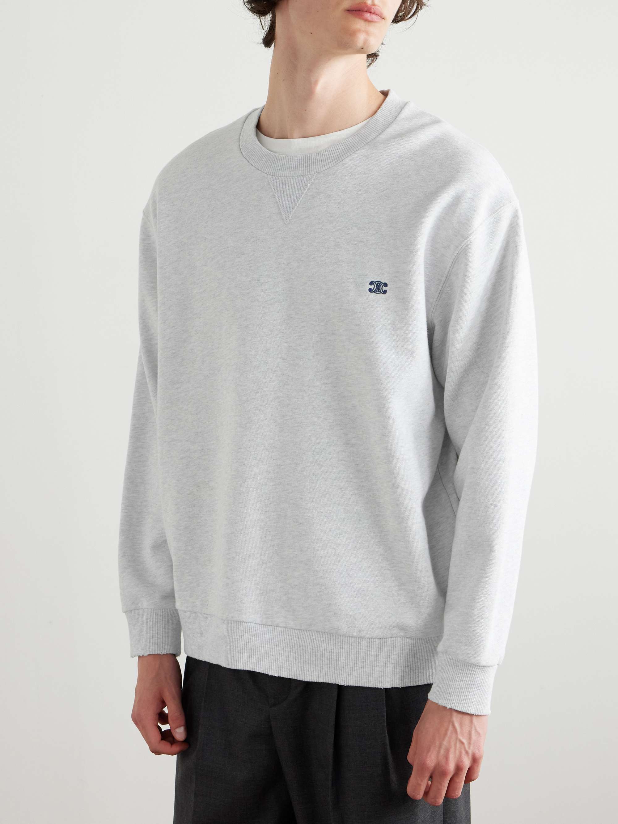 CELINE Logo-Embroidered Cotton-Jersey Sweatshirt for Men