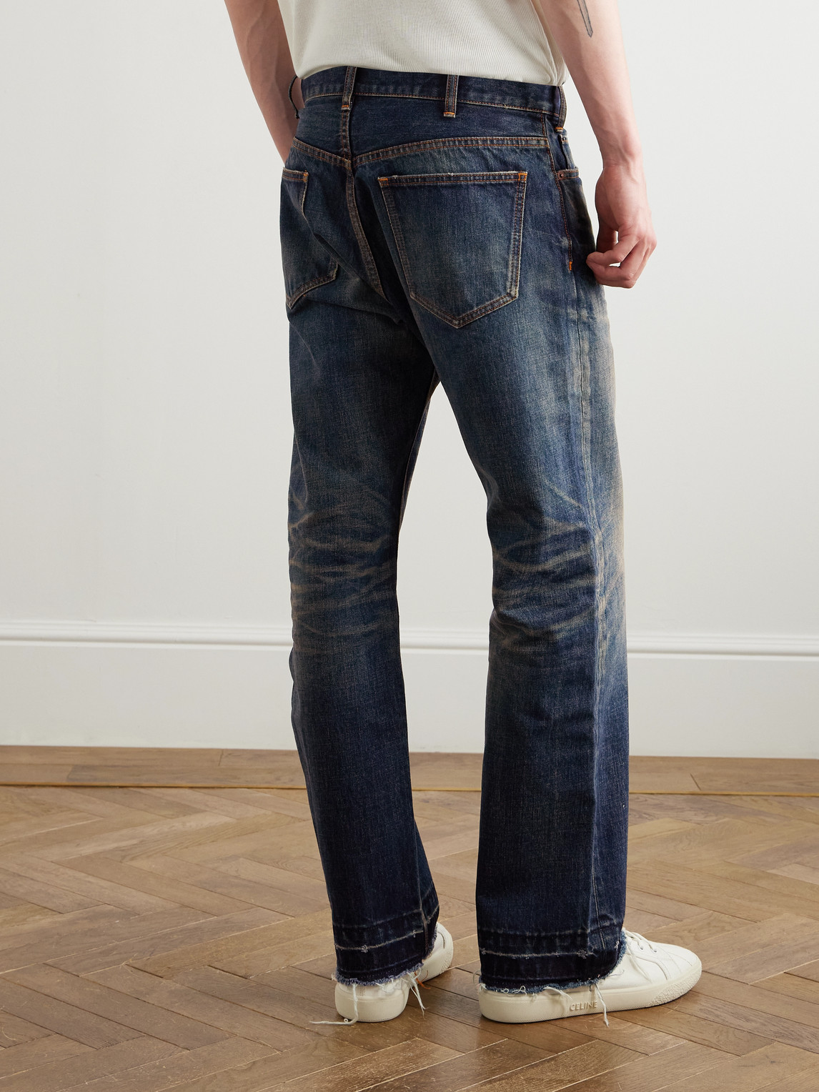 Celine Wesley Straight-leg Distressed Jeans In Blue