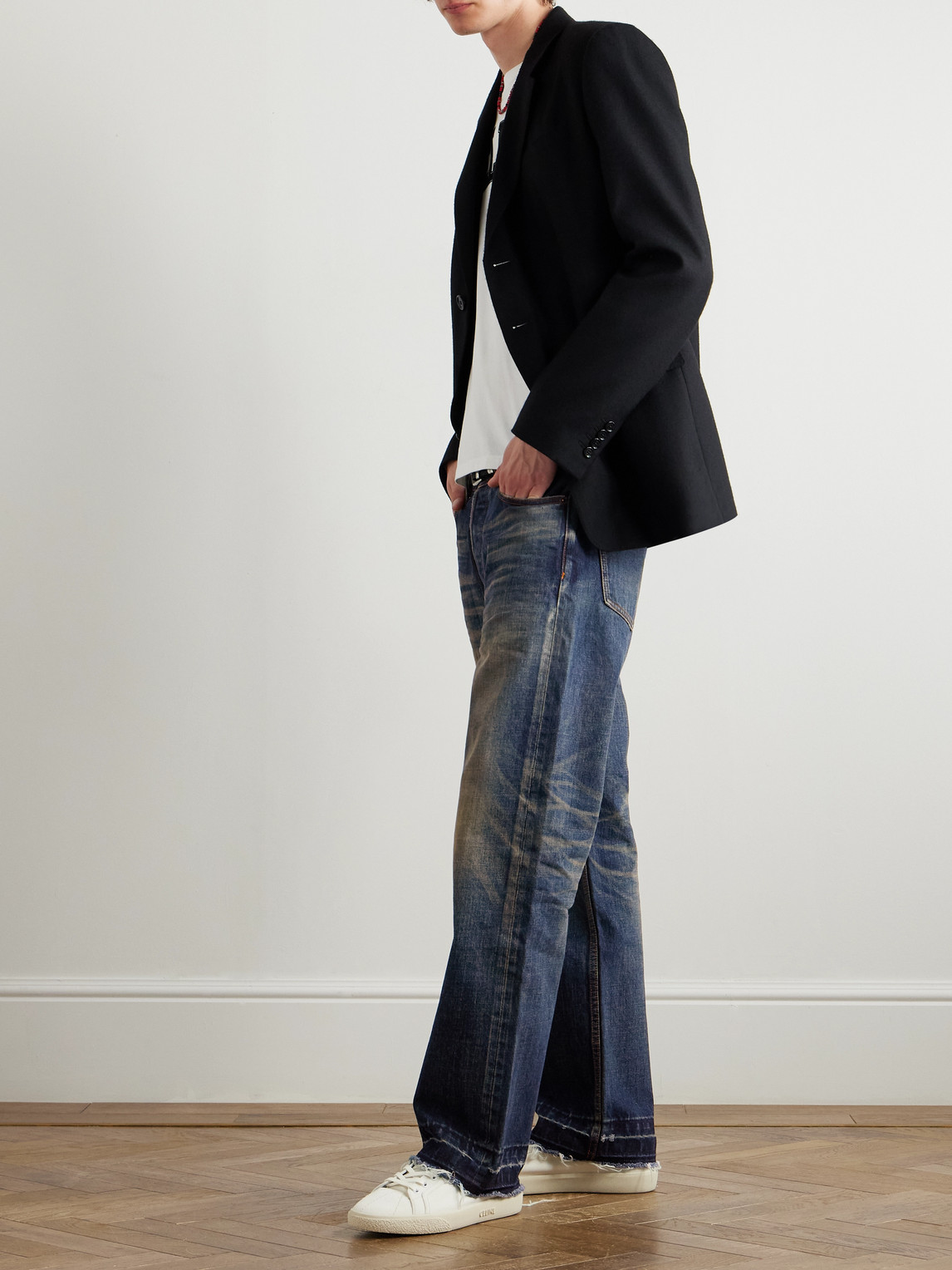Celine Wesley Straight-leg Distressed Jeans In Blue