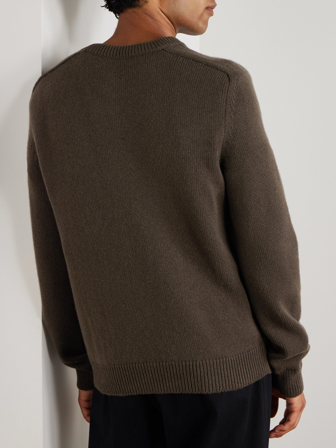 Celine Logo-embroidered Wool And Cashmere-blend Sweater In Brown