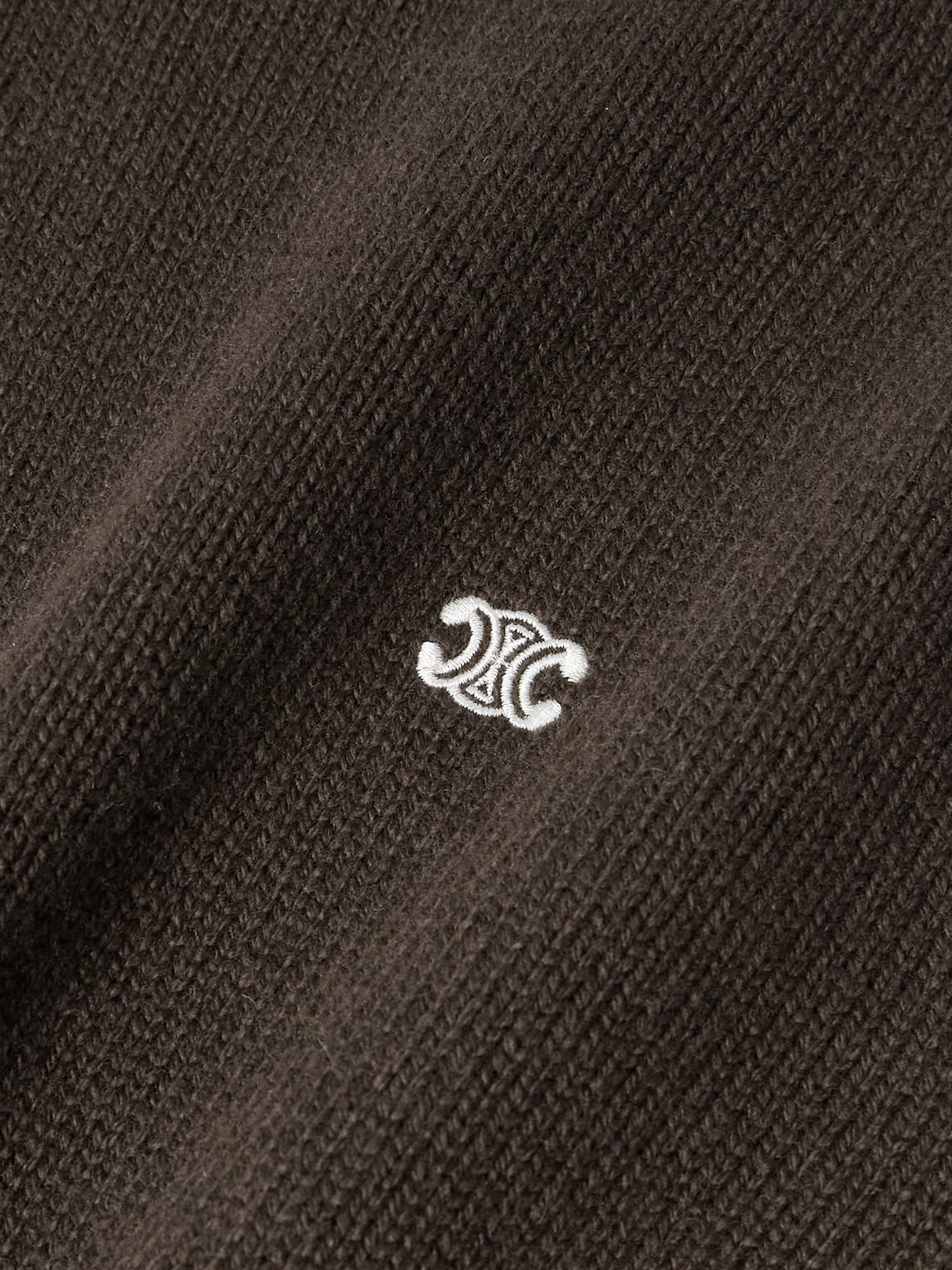 Celine Logo-embroidered Wool And Cashmere-blend Sweater In Brown