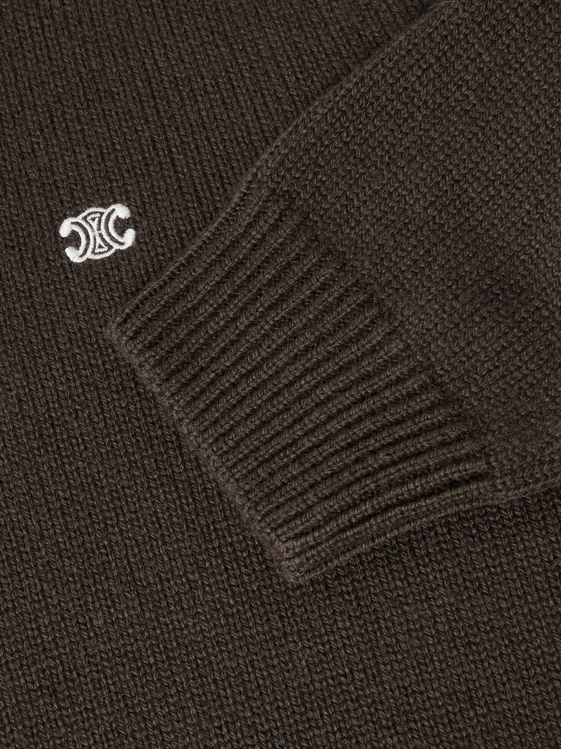 Celine Logo-embroidered Wool And Cashmere-blend Sweater In Brown