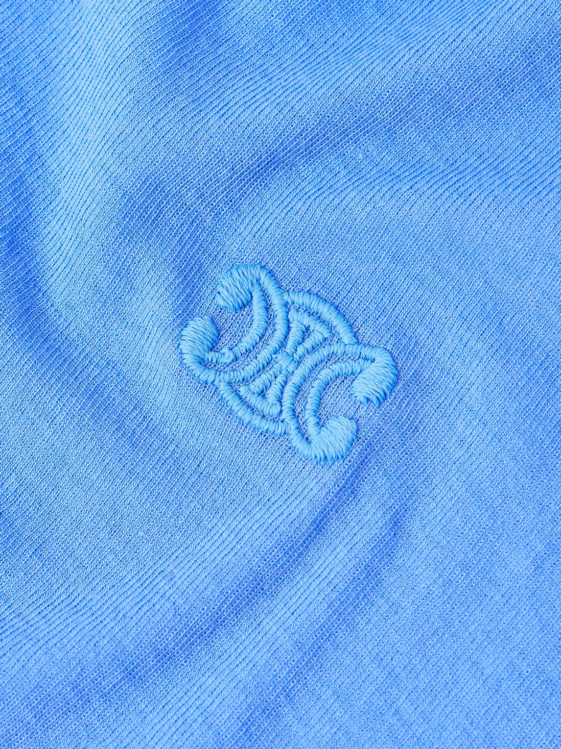 Celine Slim-fit Logo-embroidered Cotton-jersey T-shirt In Blue
