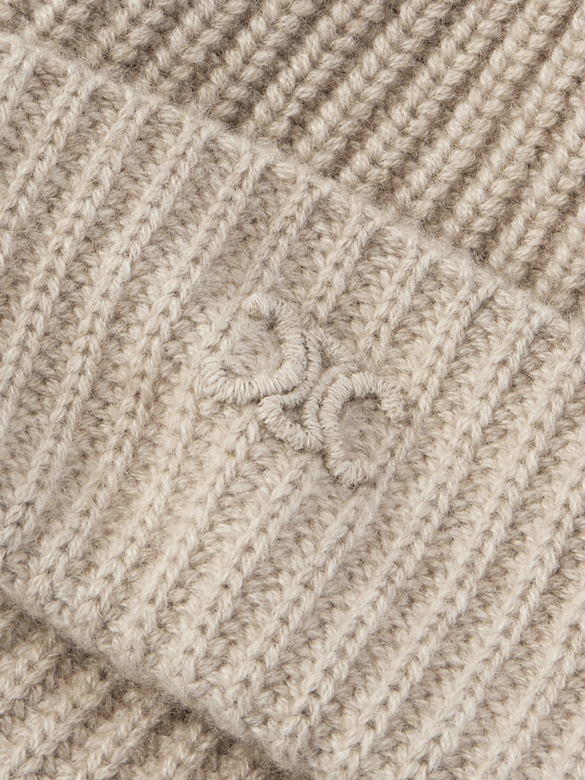 Celine Logo-embroidered Ribbed Cashmere Beanie In Neutral