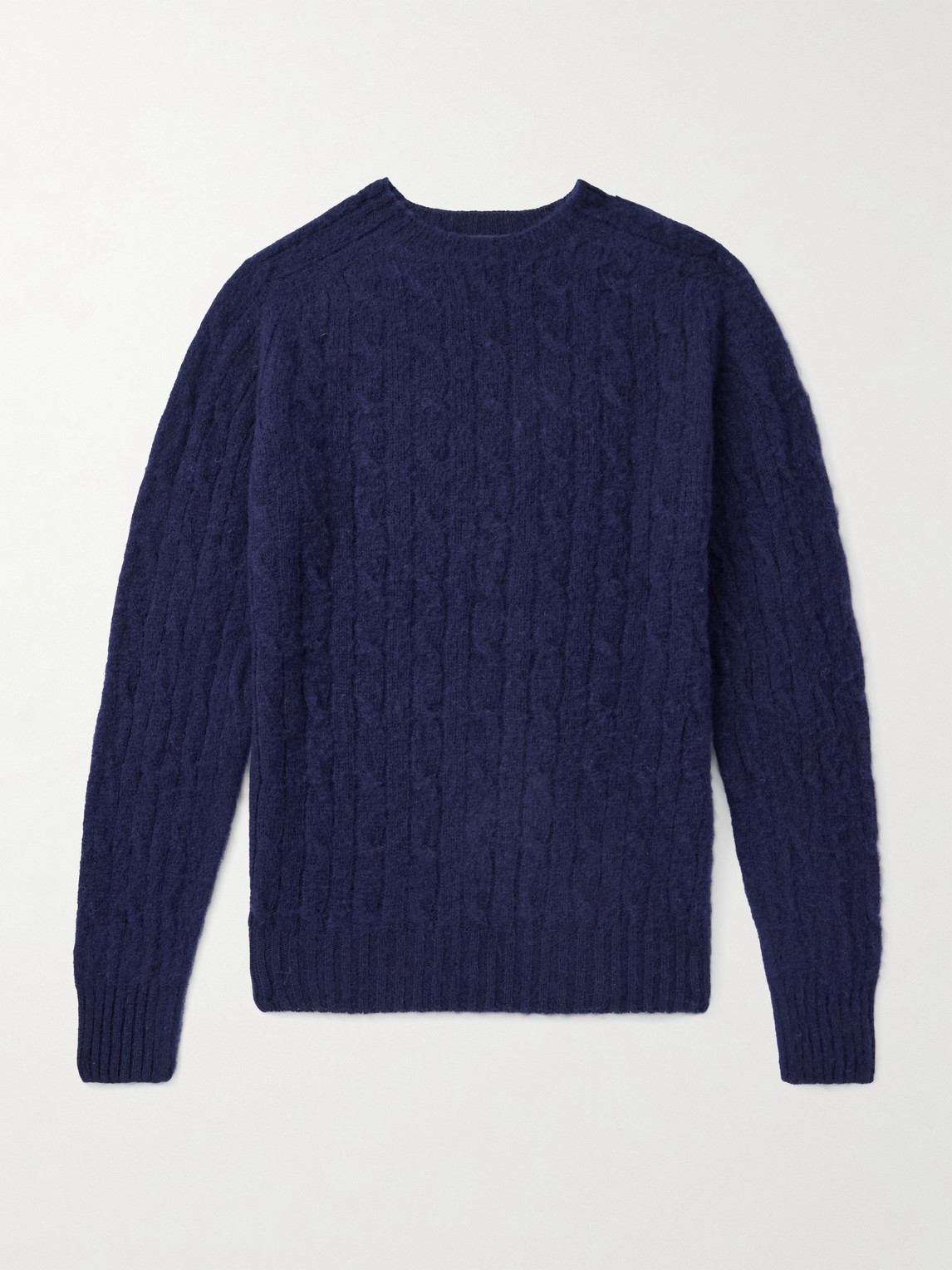 Drake's Cable-Knit Brushed Shetland Wool Sweater - Men