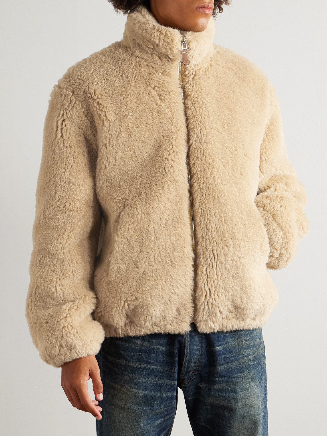 Celine Alpaca And Cotton-blend Jacket In Gold