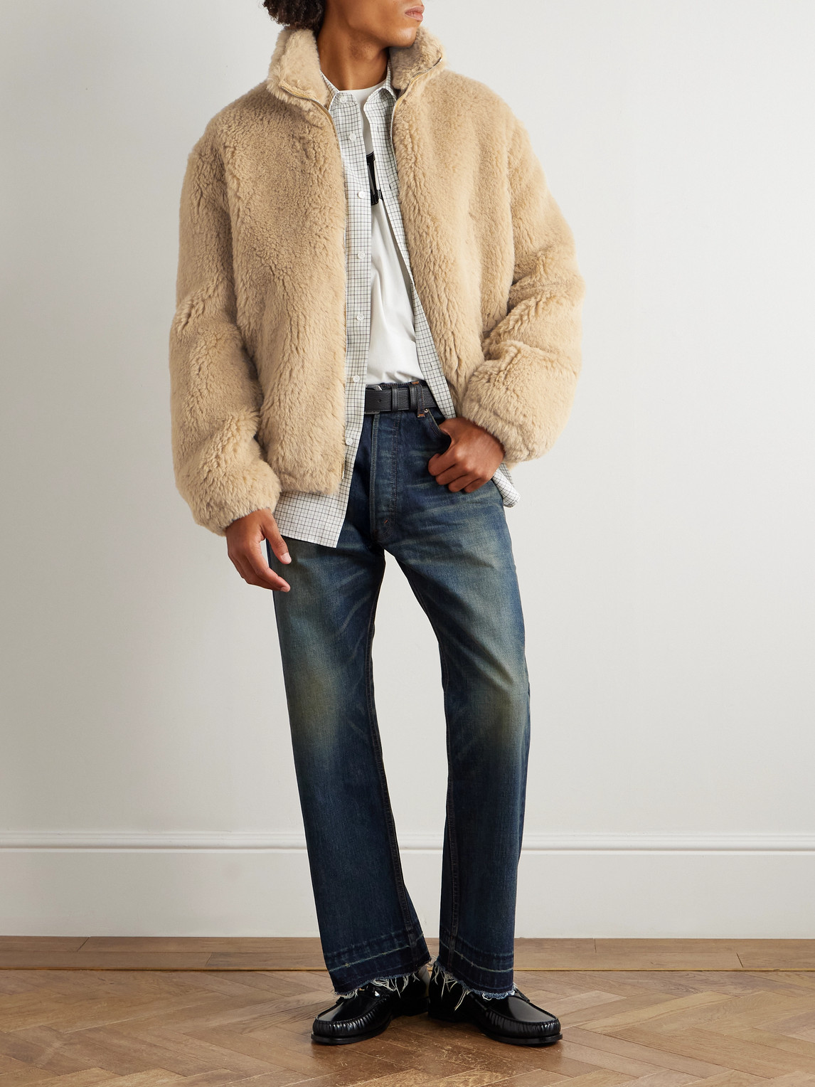 Celine Alpaca And Cotton-blend Jacket In Gold