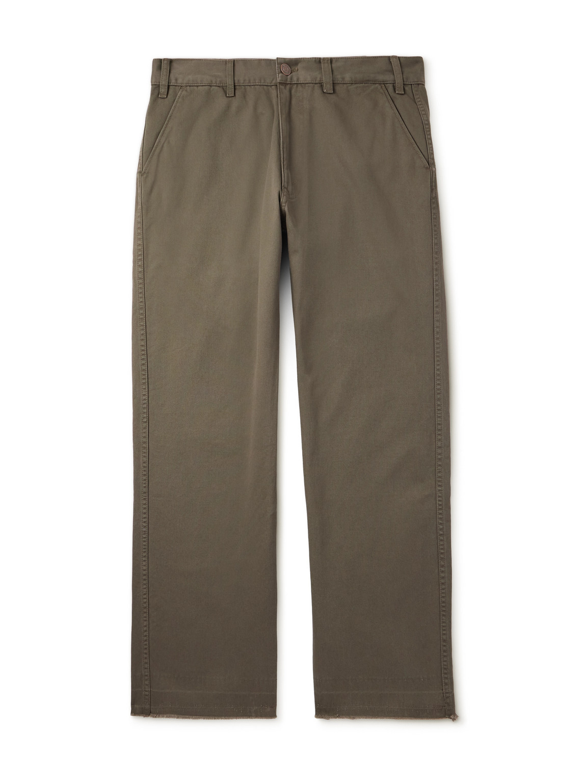 Celine Straight-leg Distressed Cotton-twill Chinos In Multi