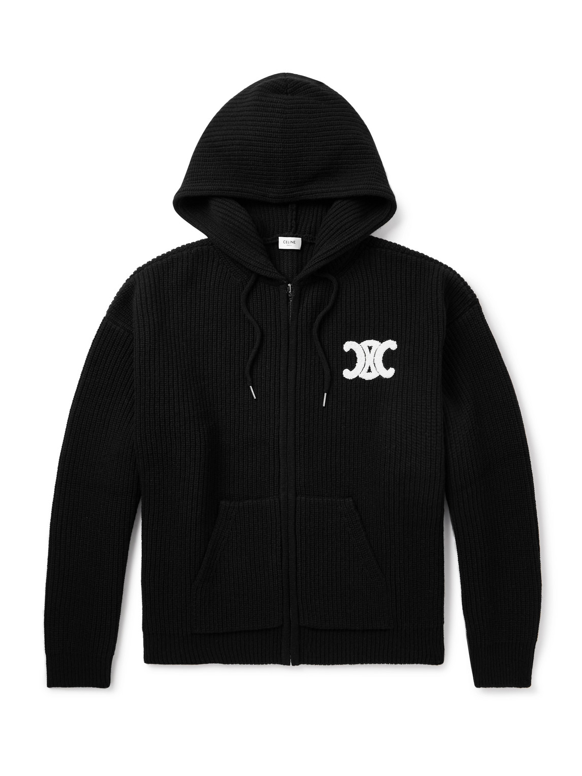 Celine Logo-appliquéd Wool Jacket In Blue