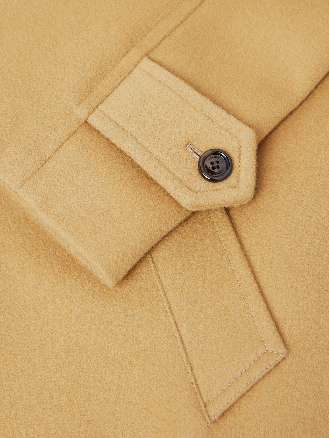 Celine Brushed Wool-felt Coat In Brown