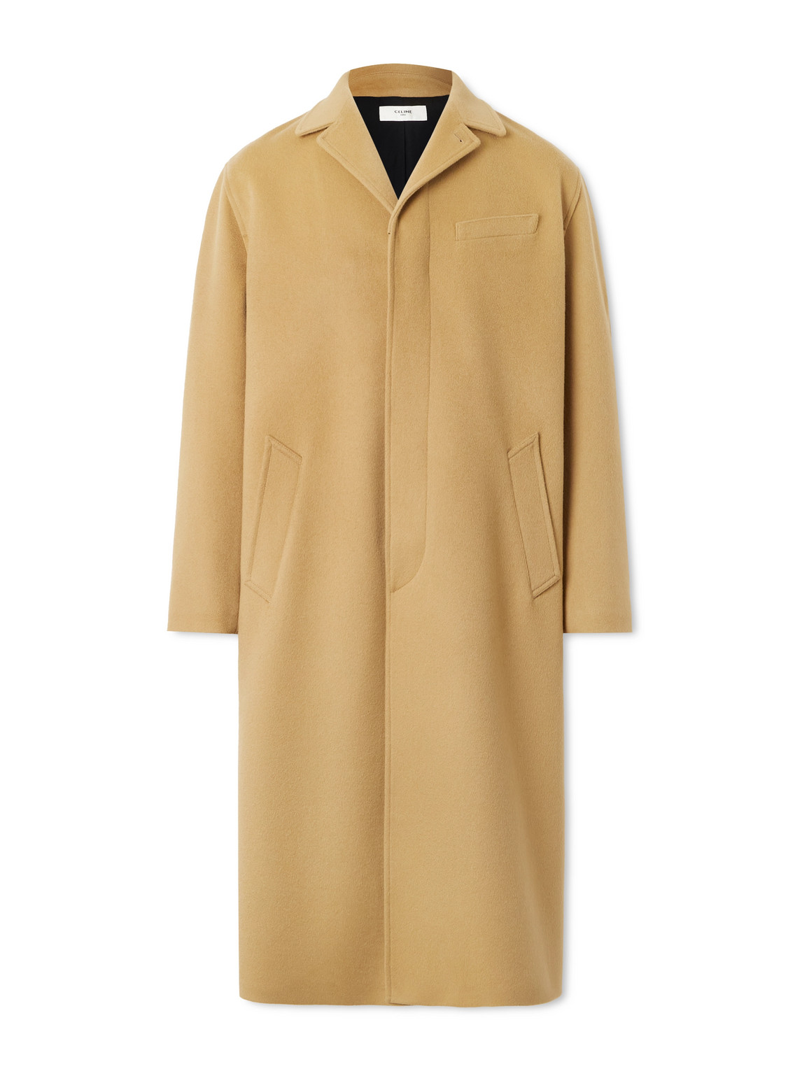 Celine Brushed Wool-felt Coat In Brown