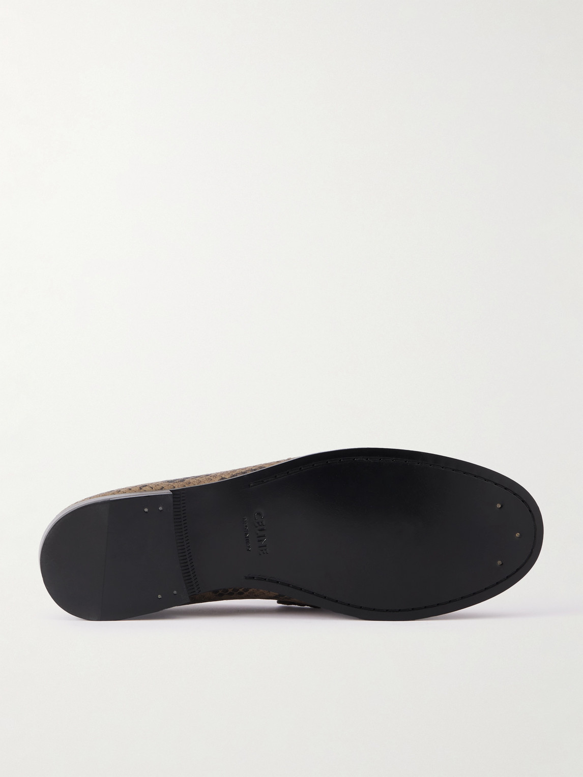 Celine Logo-embellished Snake-effect Leather Penny Loafers In Multi
