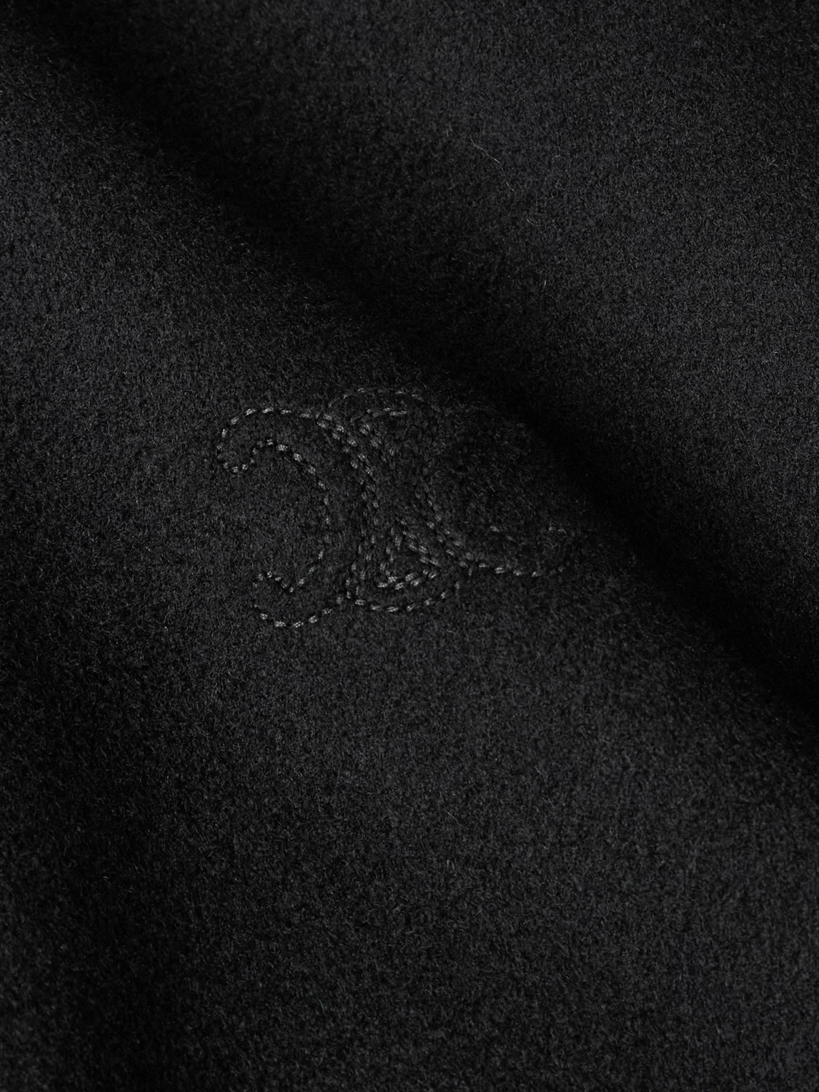 Celine Cropped Logo-embroidered Wool-felt Jacket In Black