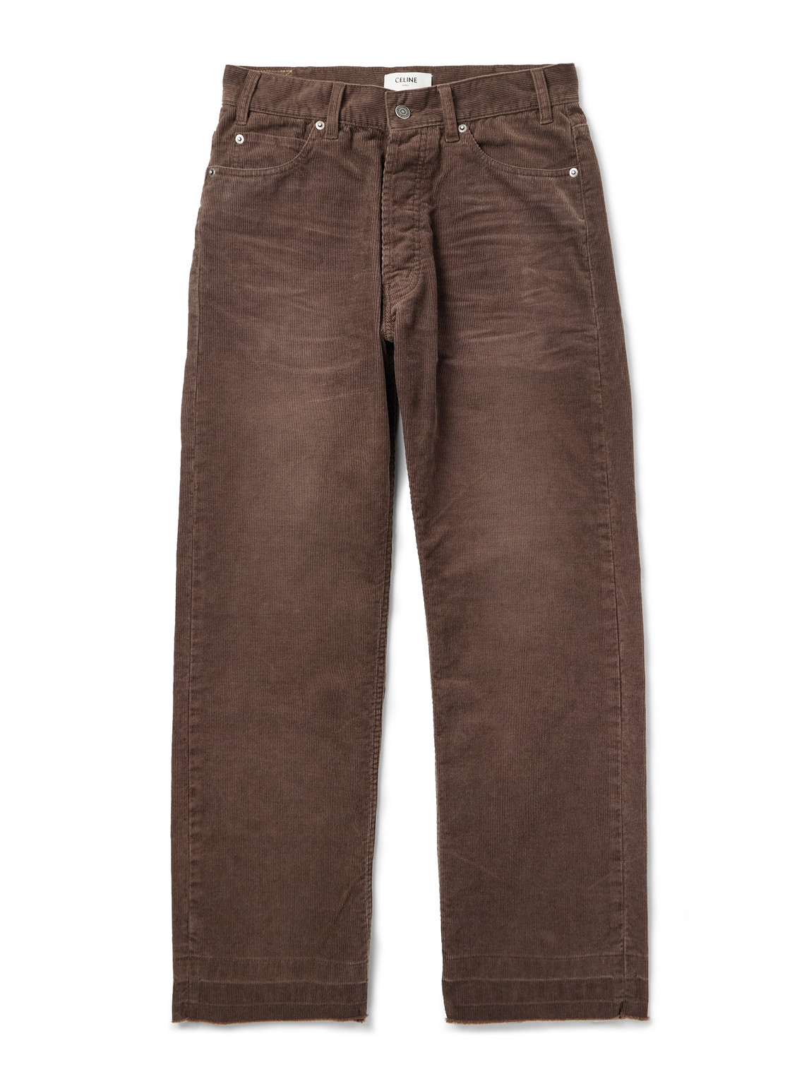 Celine Wesley Straight-leg Cotton-corduroy Trousers In Brown