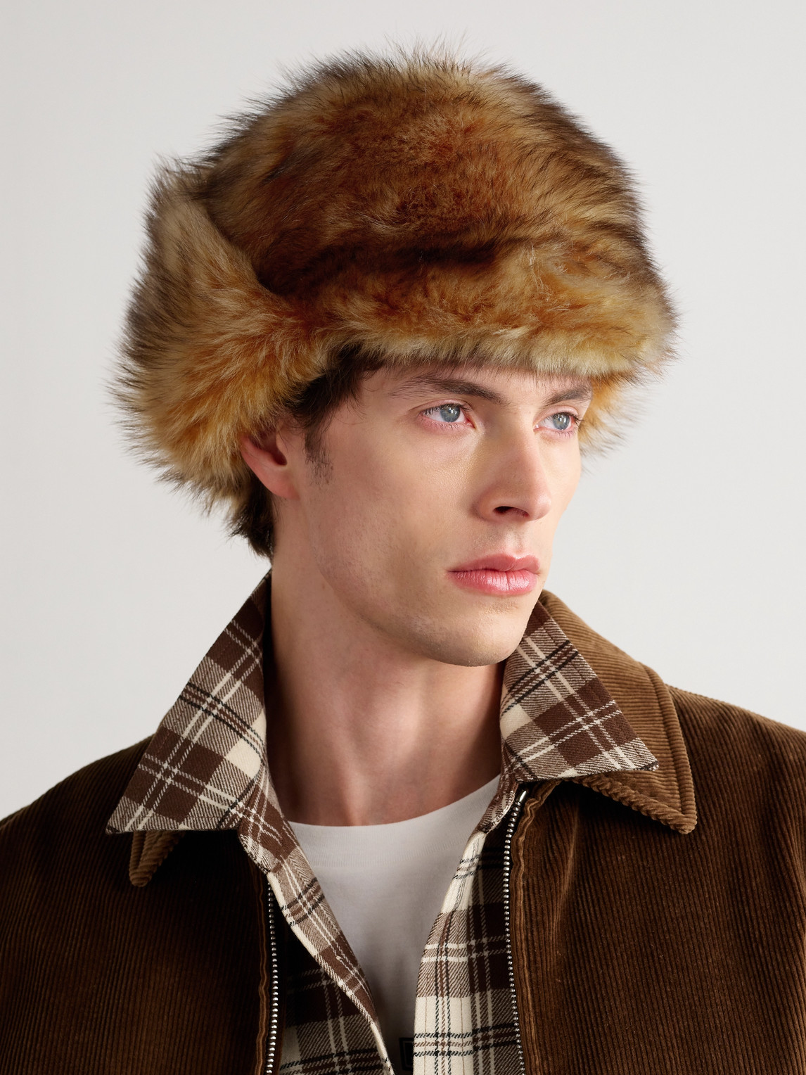 Celine Chapka Logo-debossed Shearling Hat In Brown