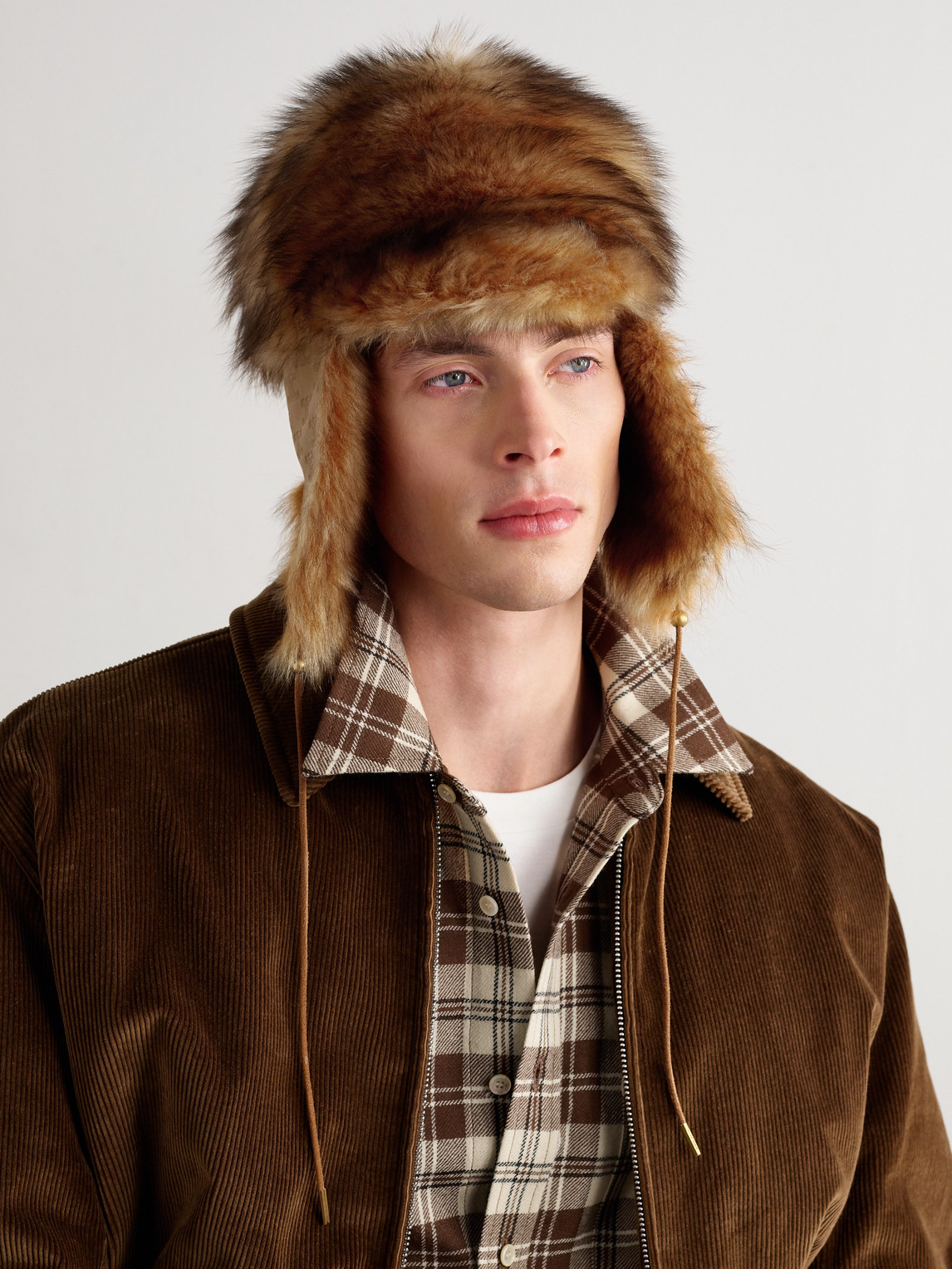 Celine Chapka Logo-debossed Shearling Hat In Brown