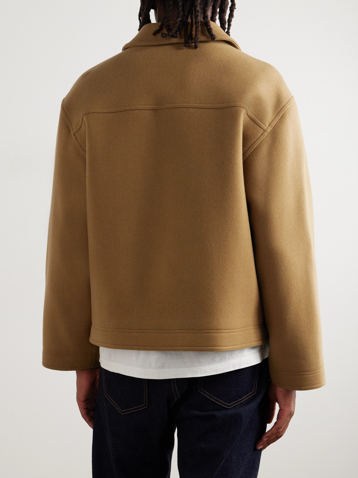 Celine Logo-embroidered Wool-felt Bomber Jacket In Brown