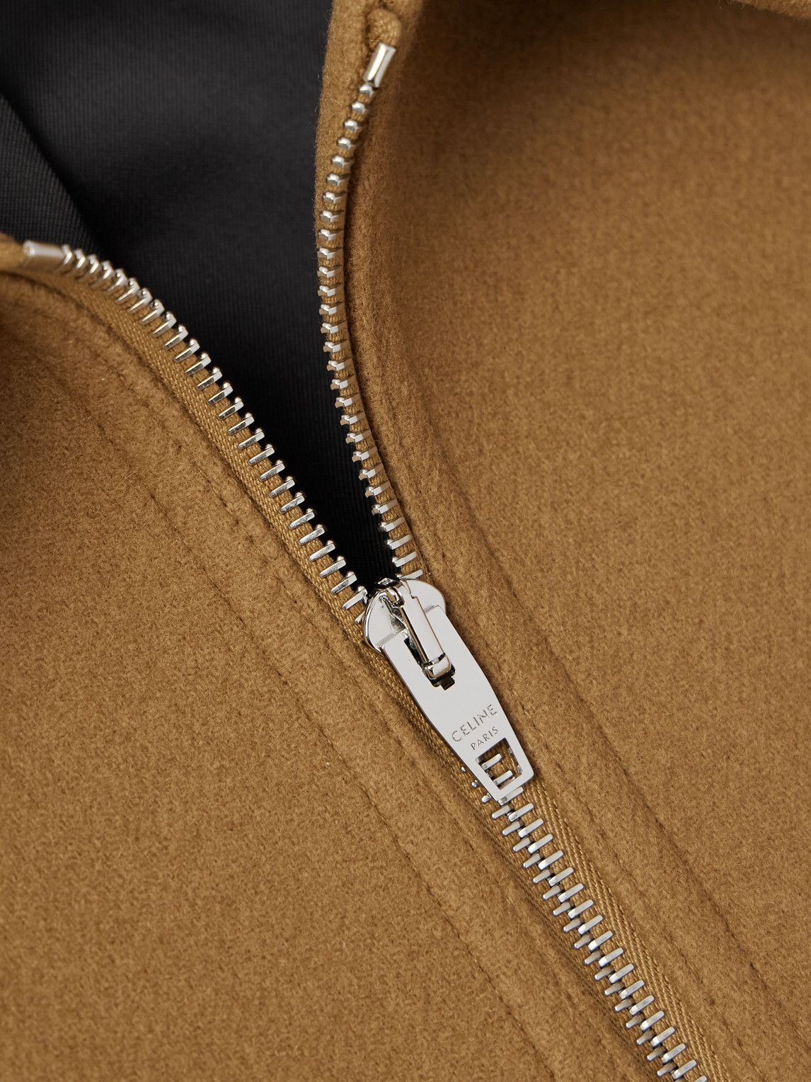 Celine Logo-embroidered Wool-felt Bomber Jacket In Brown