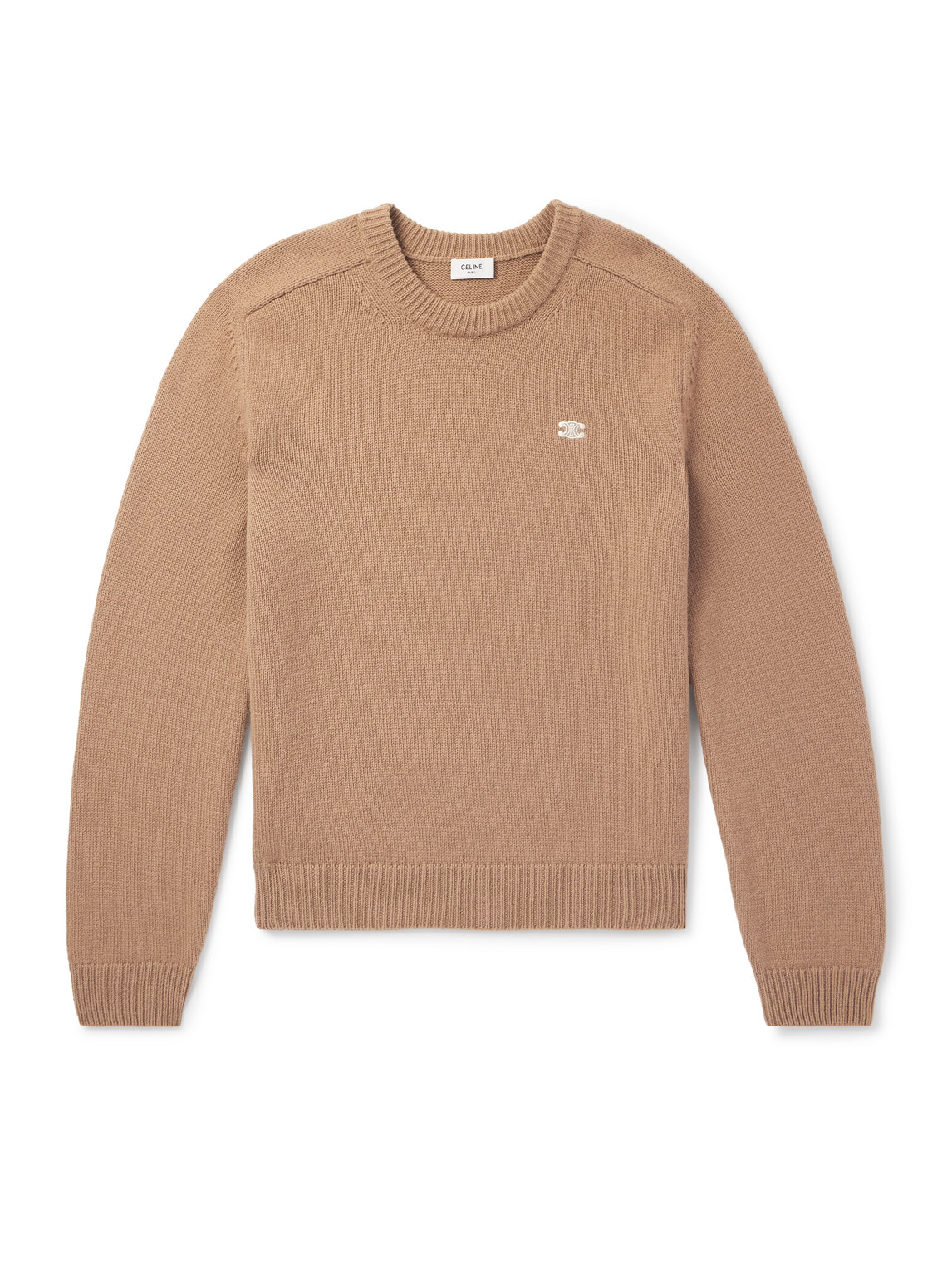 Celine Logo-embroidered Wool And Cashmere-blend Sweater In Multi