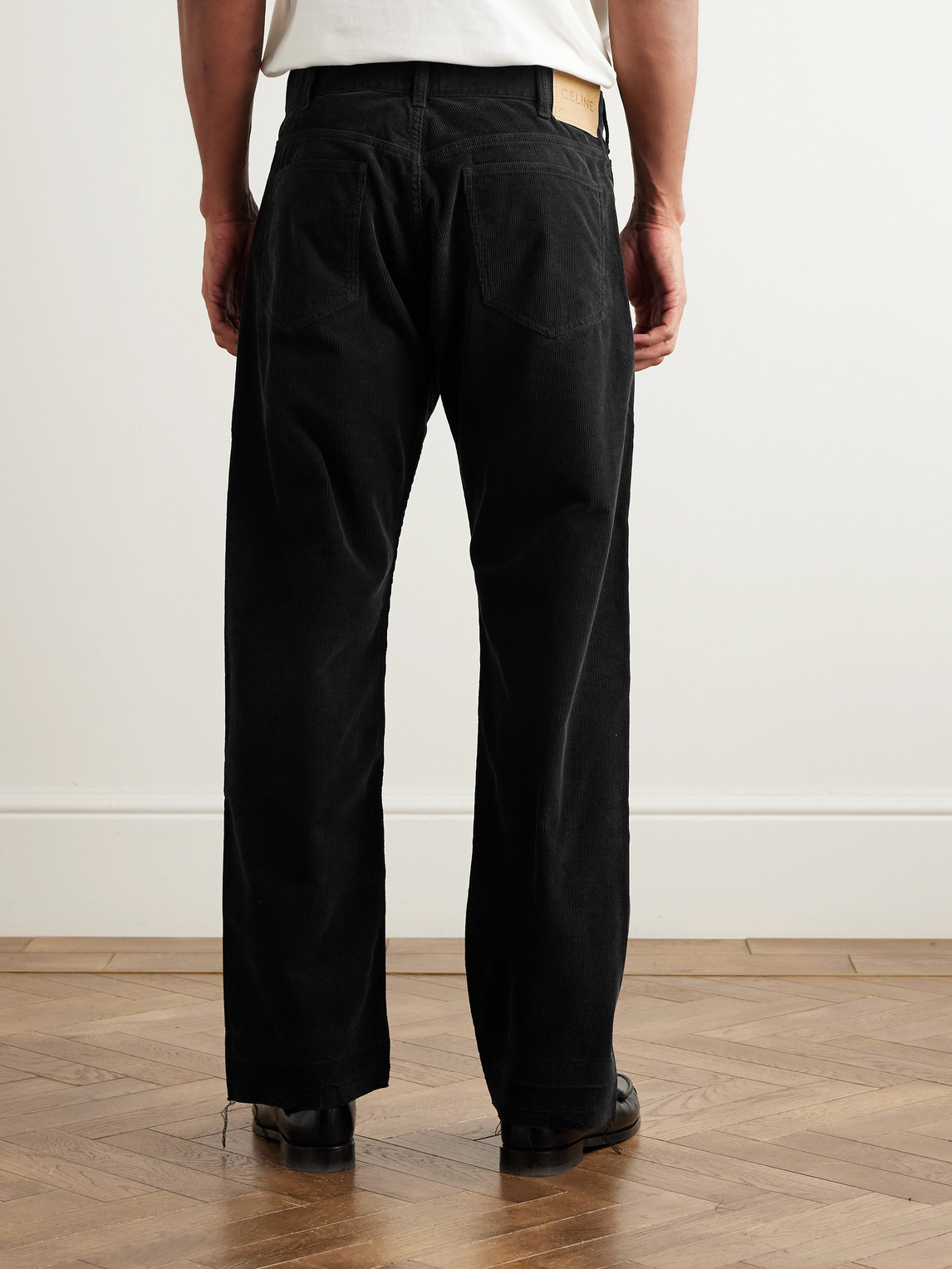 Celine Wesley Straight-leg Cotton-corduroy Trousers In Black