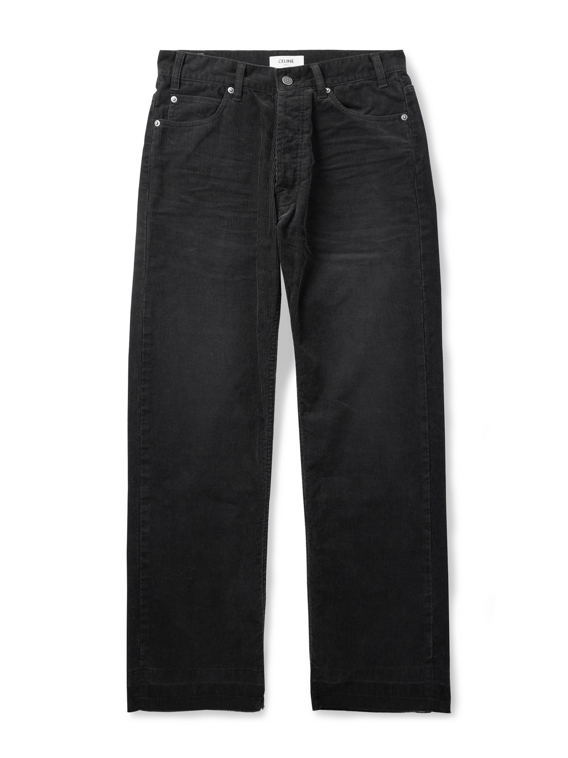 Celine Wesley Straight-leg Cotton-corduroy Trousers In Black