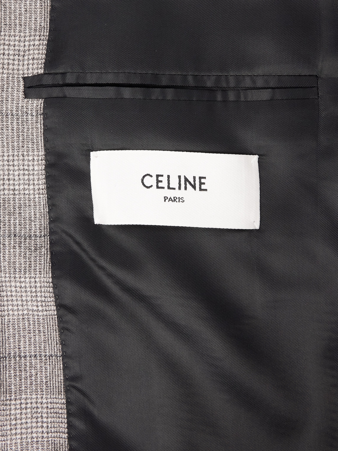 Celine Prince Of Wales Checked Wool And Cashmere-blend Blazer In Gray