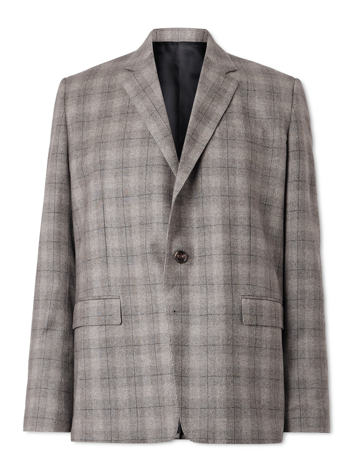 Celine Prince Of Wales Checked Wool And Cashmere-blend Blazer In Gray