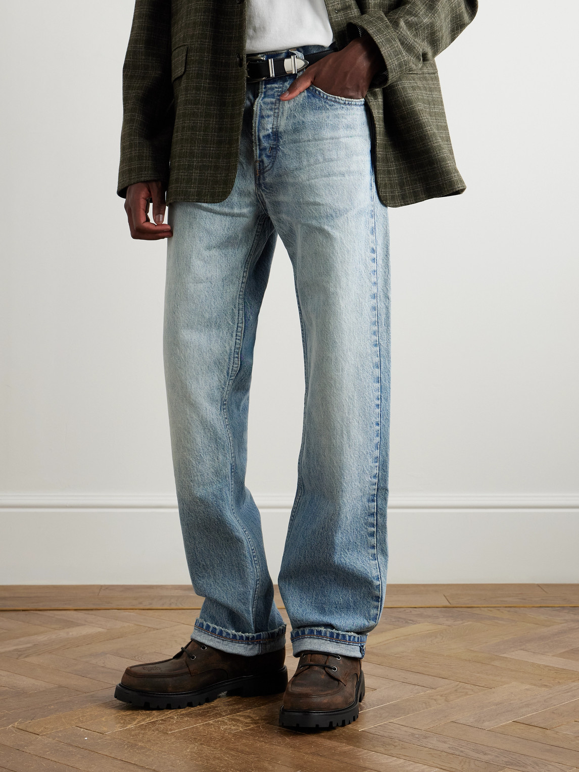 Celine Waxed-suede Derby Shoes In Brown