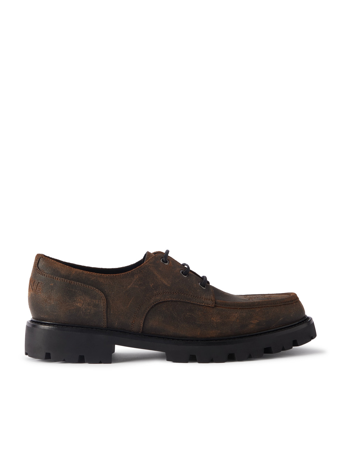 Celine Waxed-suede Derby Shoes In Brown