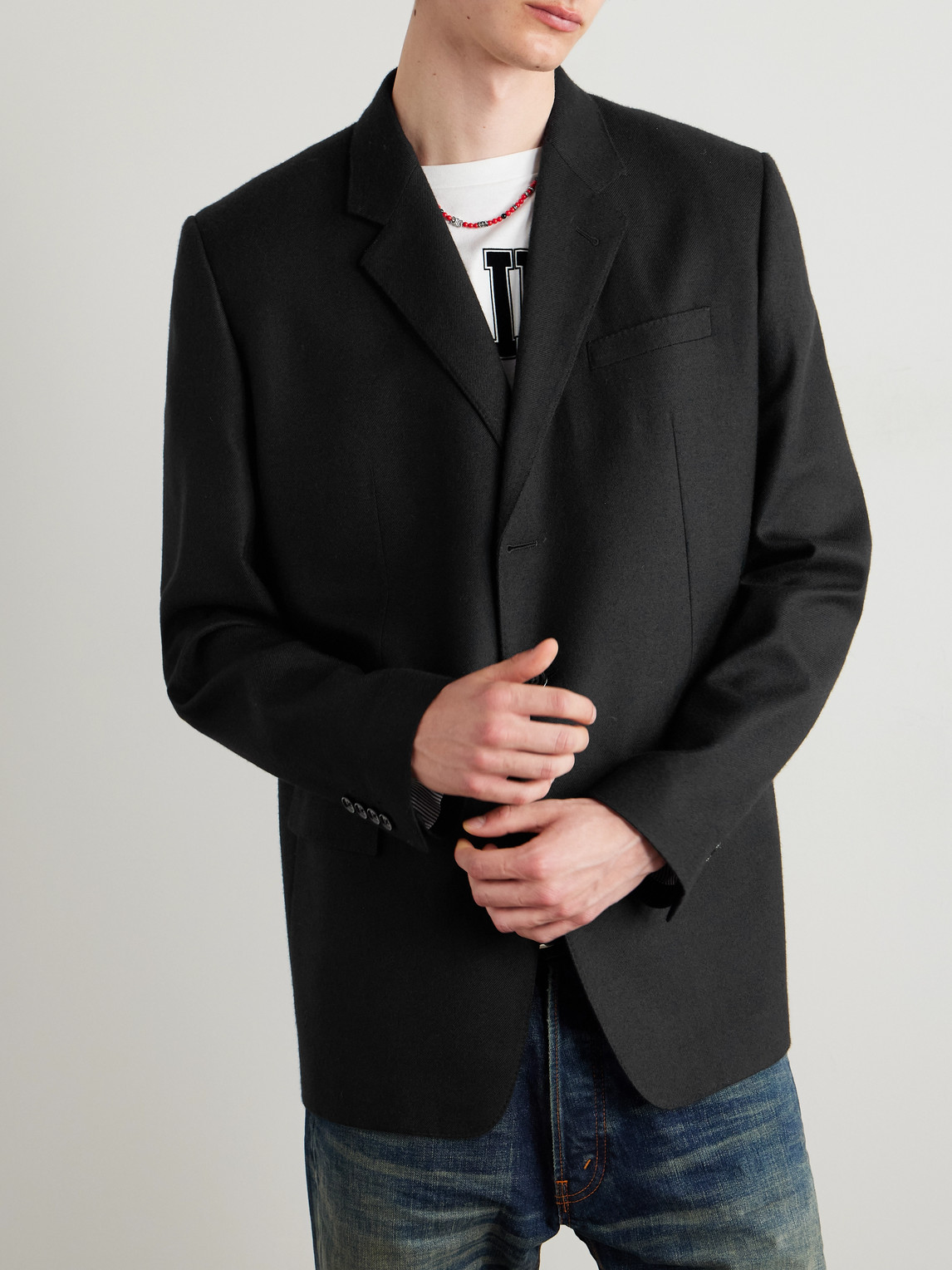 Celine Cashmere-twill Blazer In Black