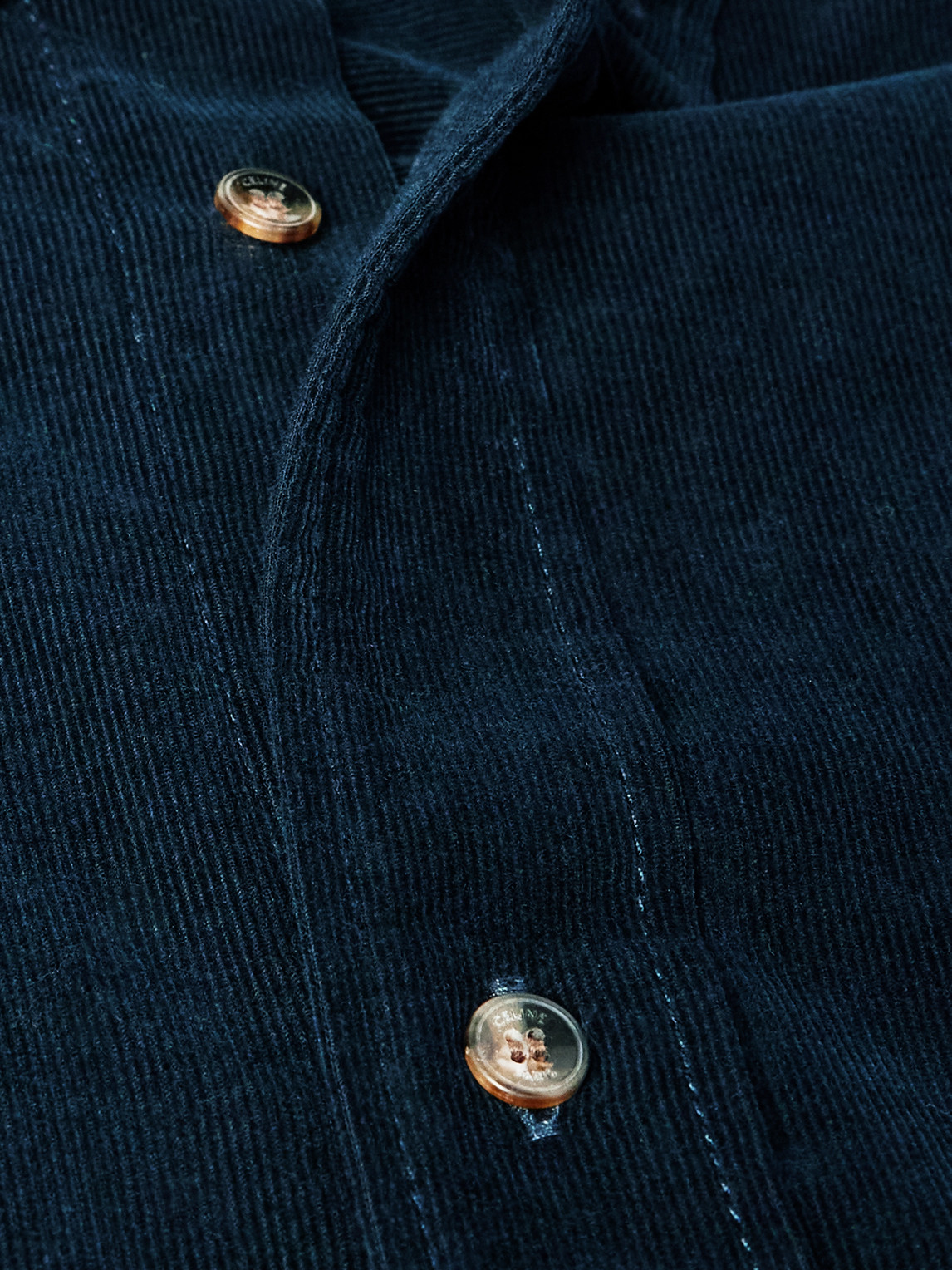 Celine Button-down Collar Logo-embroidered Cotton-corduroy Shirt In Blue