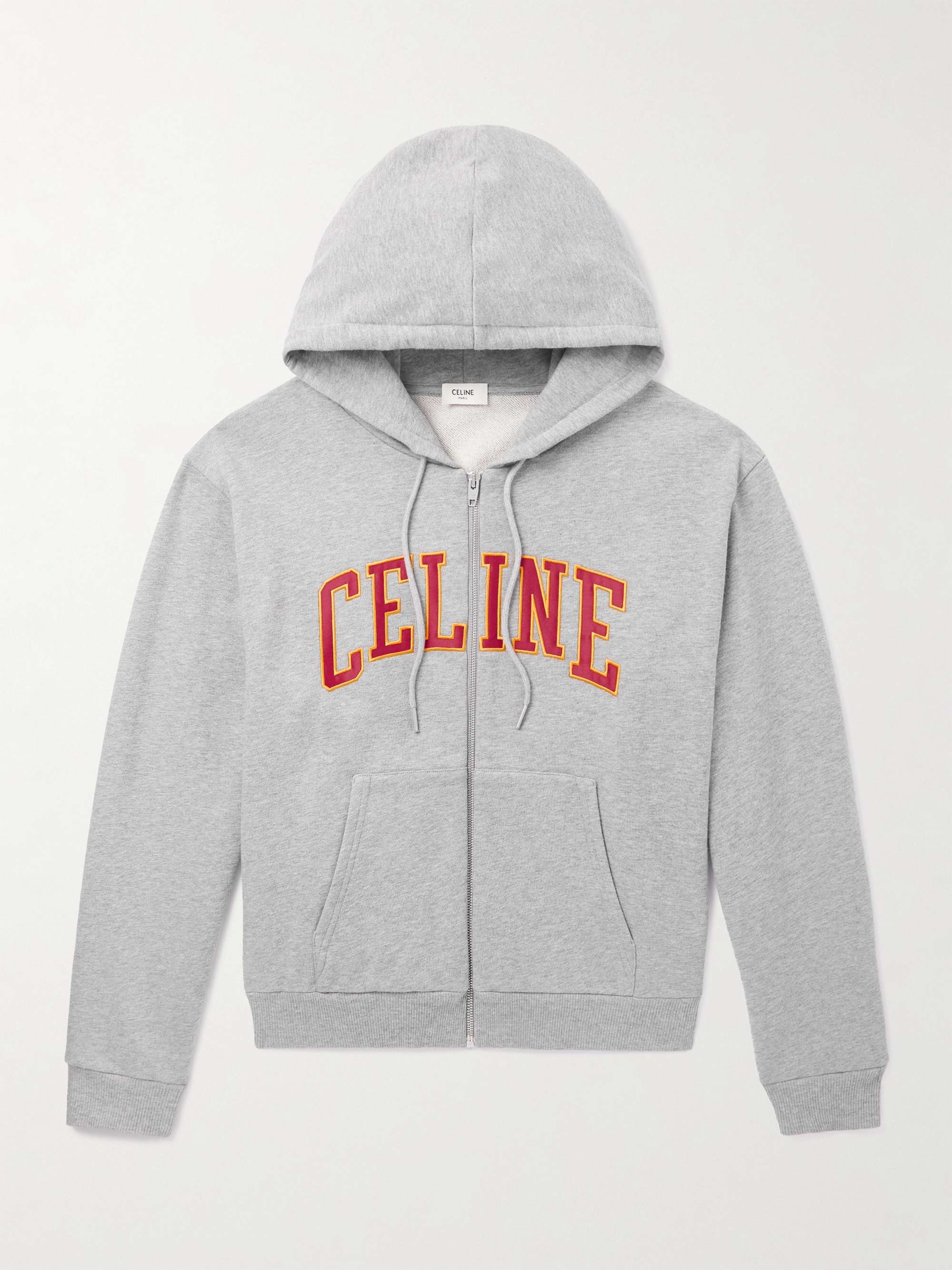 CELINE Logo-Appliquéd Cotton-Jersey Zip-Up Hoodie for Men