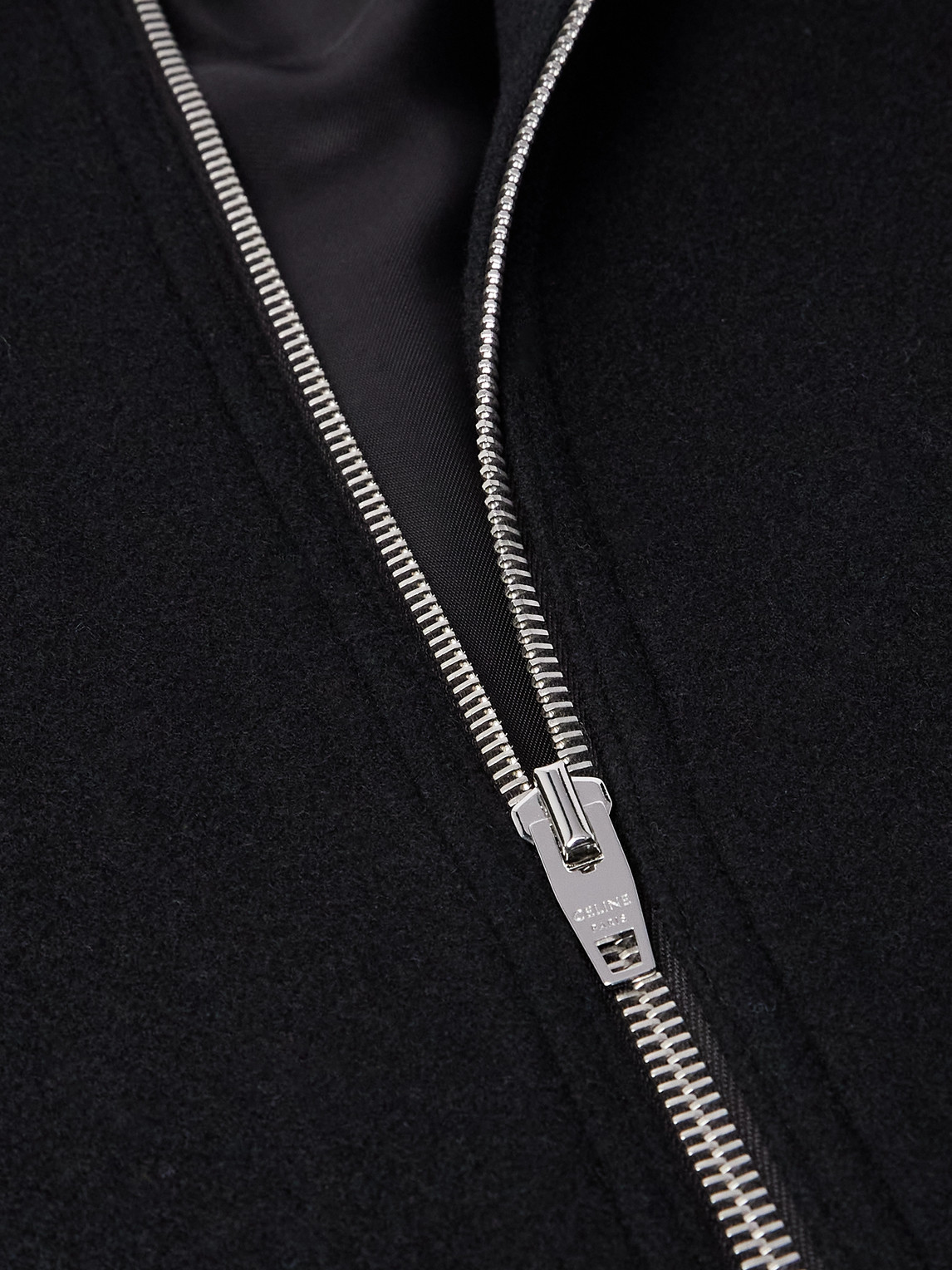 Celine Logo-embroidered Wool-felt Jacket In Black