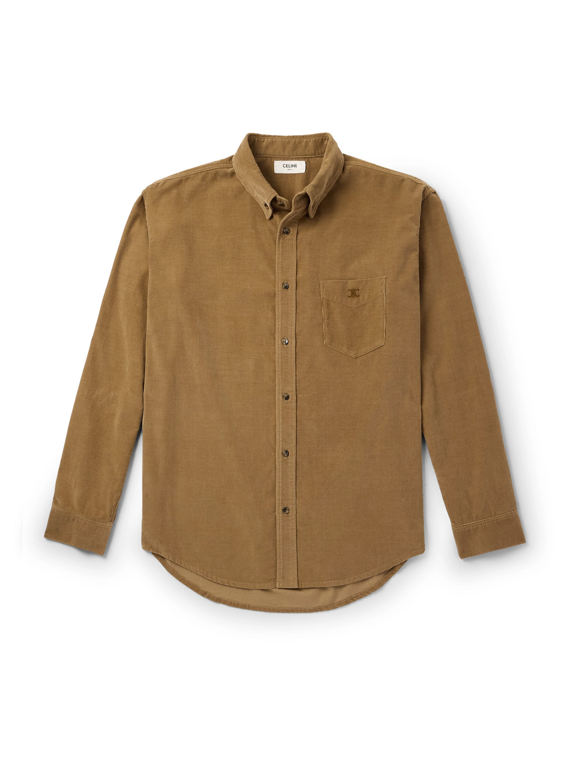 Celine Cotton-corduroy Shirt In Brown
