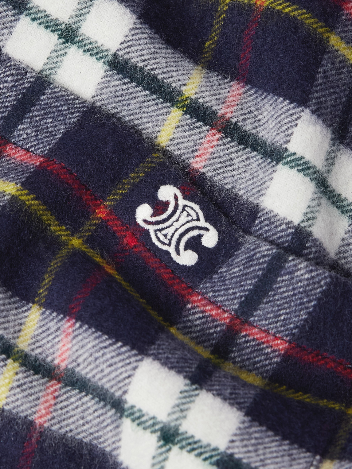 Celine Logo-embroidered Checked Wool-flannel Shirt In Multi