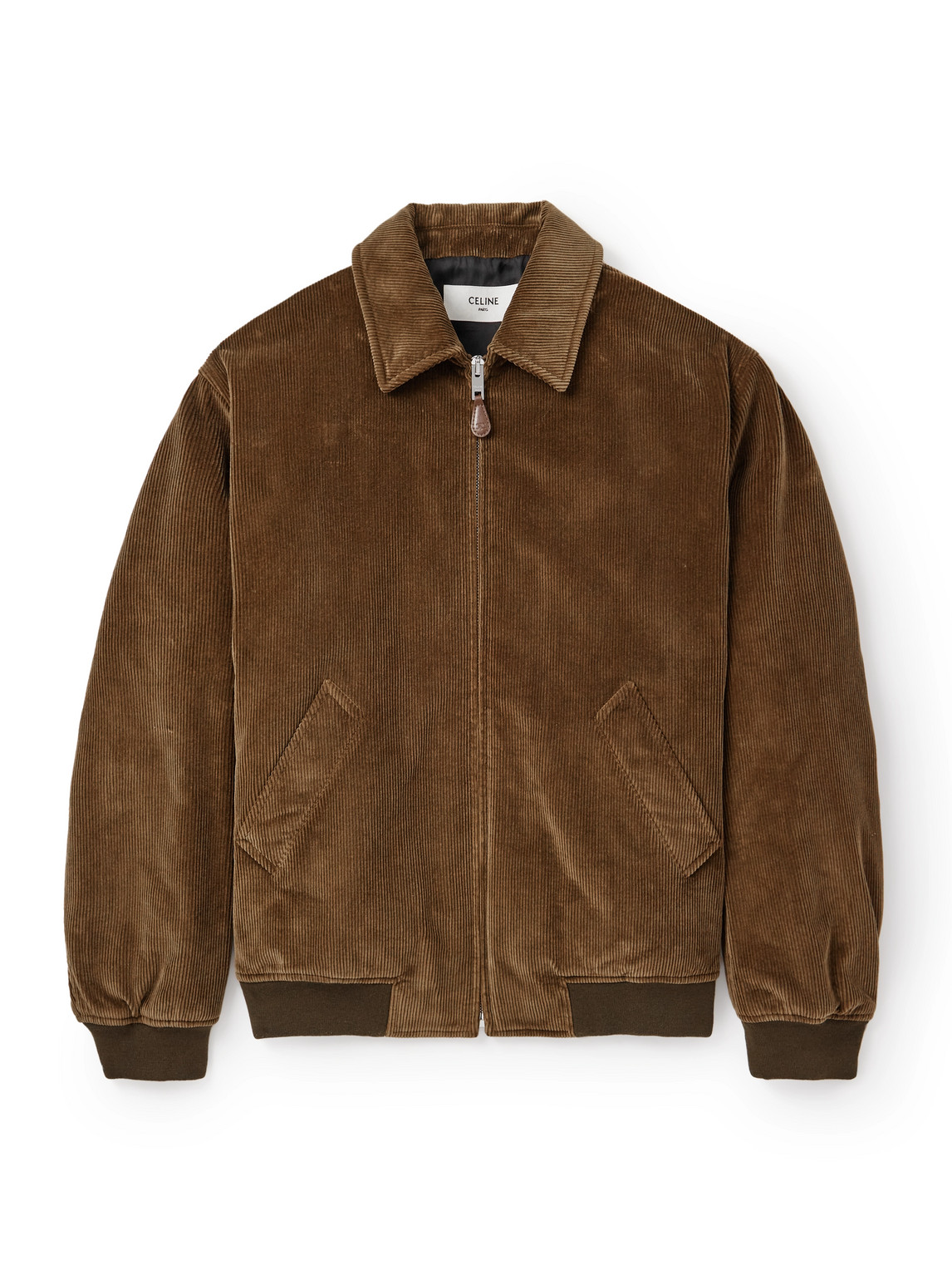 Celine Cotton-corduroy Bomber Jacket In Brown