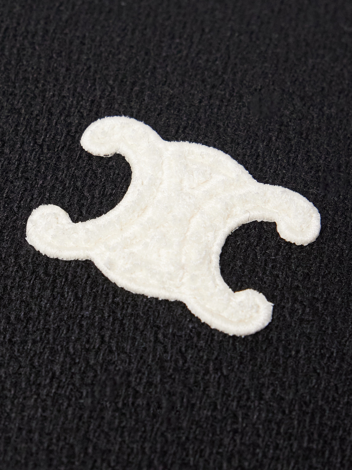 Celine Teddy Triomphe Leather-trimmed Wool-blend Varsity Jacket In Black