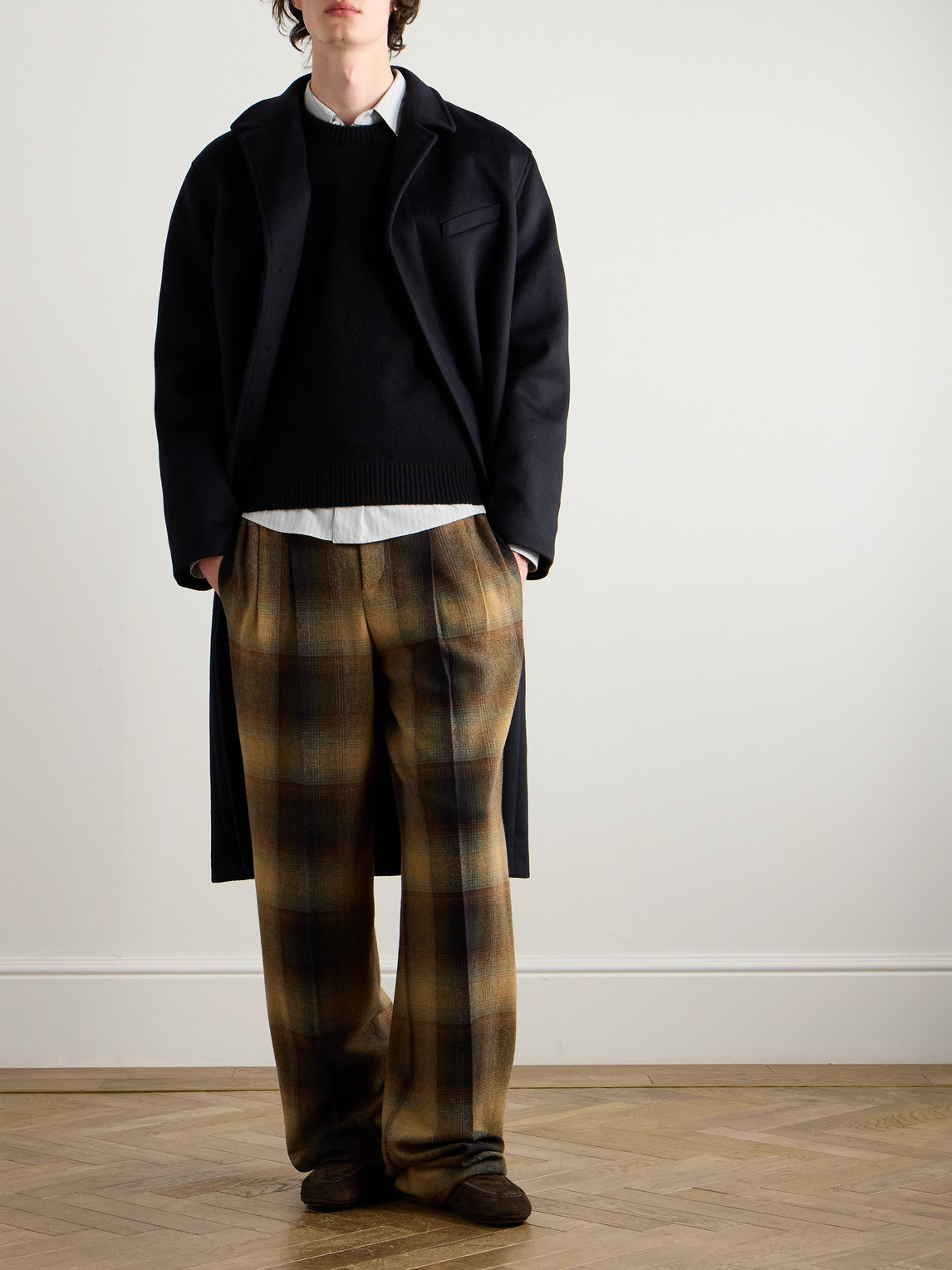 Celine Wool-felt Coat In Blue