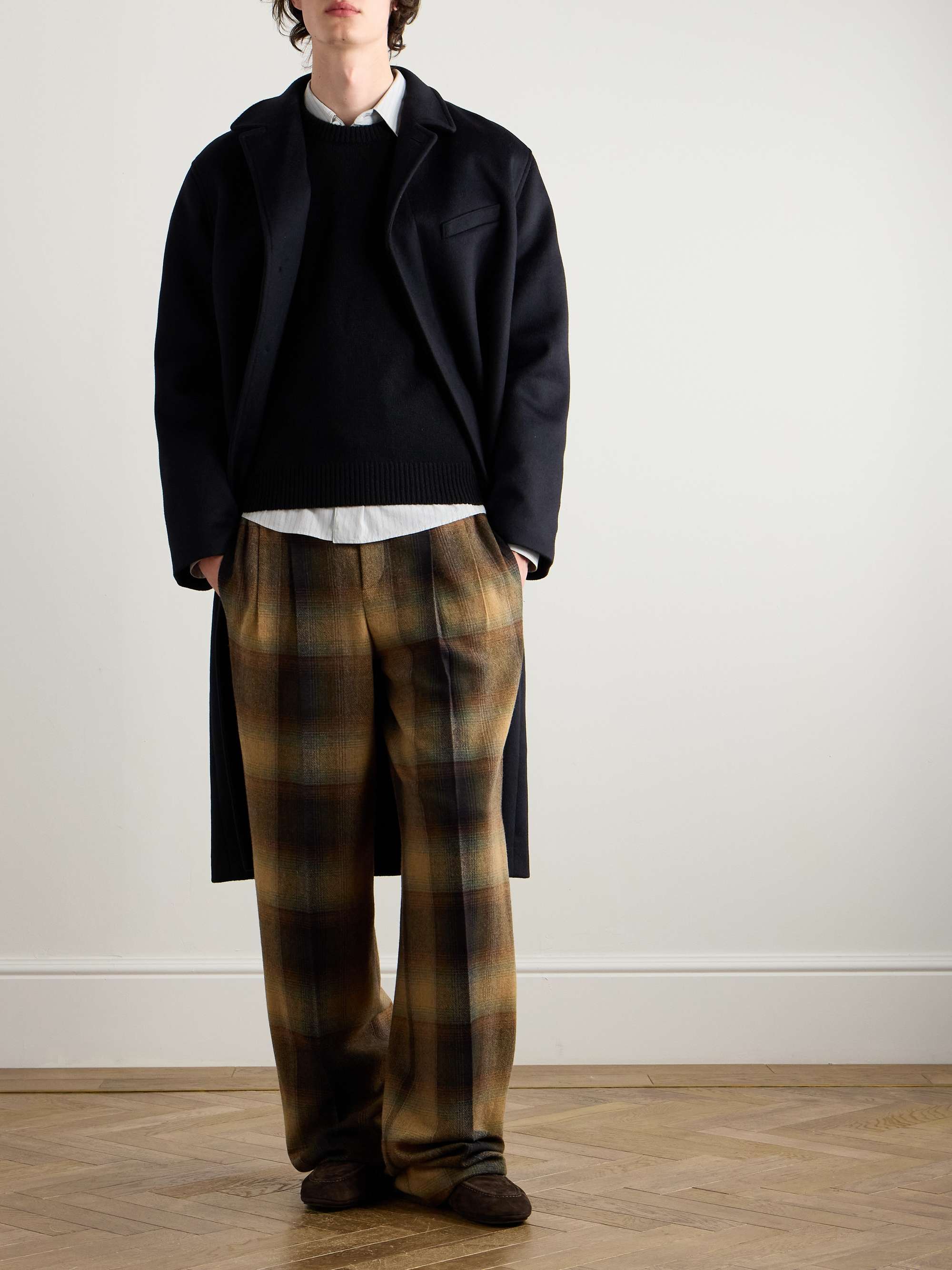 CELINE HOMME Chesterfield Striped Wool Coat for Men | MR PORTER