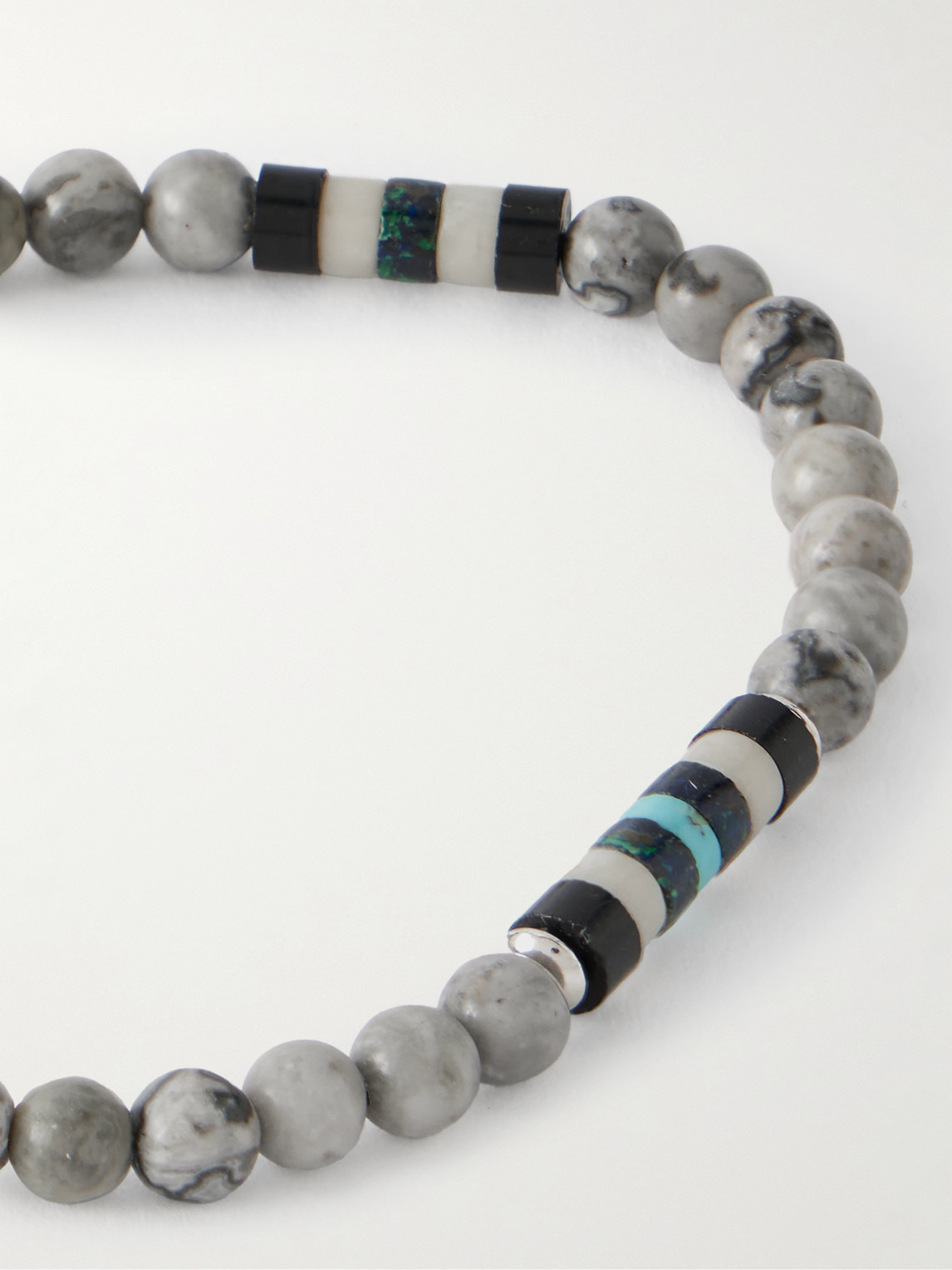 Mikia Sterling Silver Jasper Bracelet In Gray
