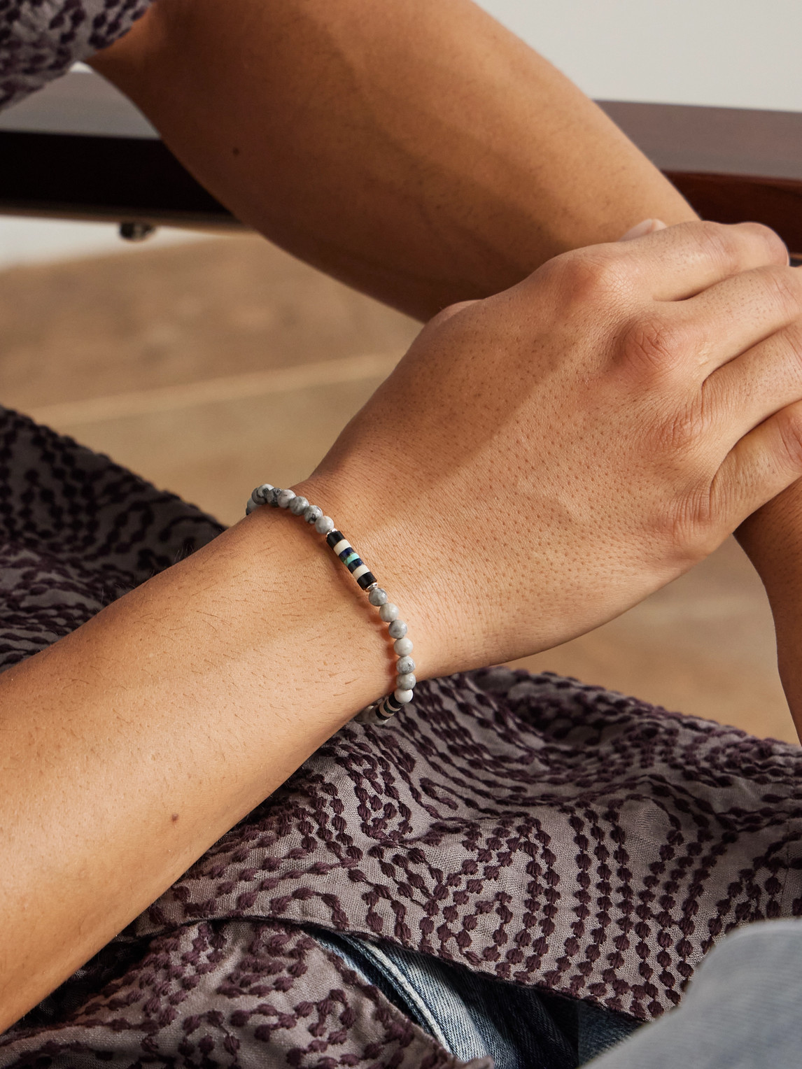 Mikia Sterling Silver Jasper Bracelet In Gray