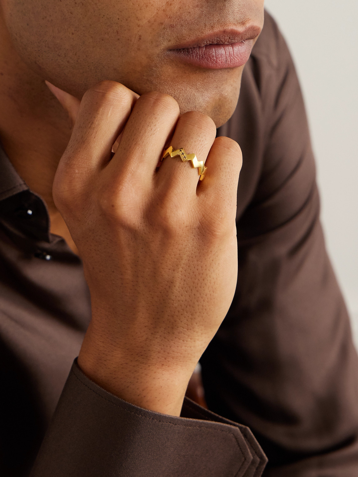 Mikia Snake Gold-plated Diamond Ring In Gold