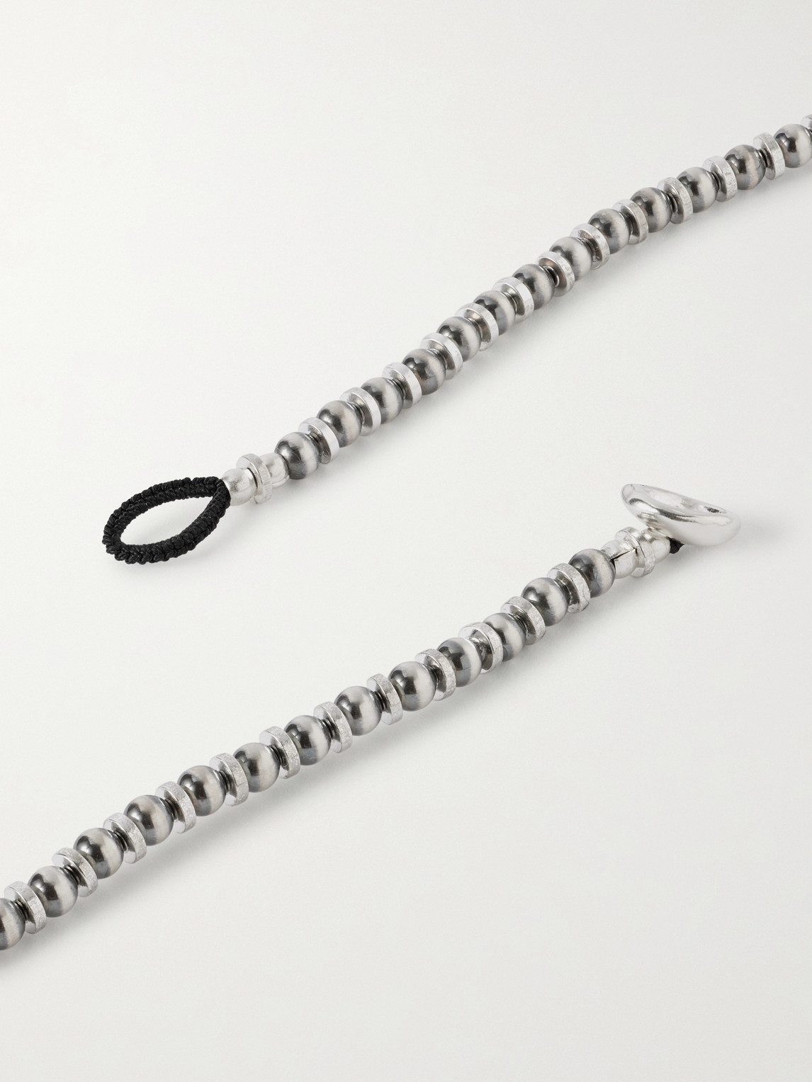 Mikia Silver Hematite Beaded Necklace In Silver