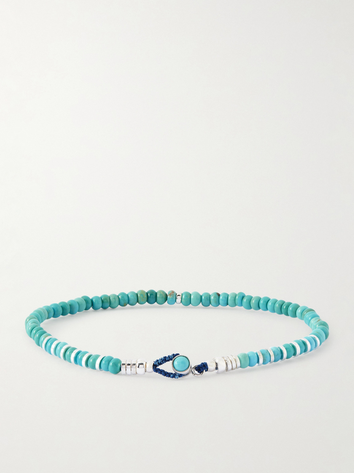  Mikia - Circle4 Sterling Silver And Turquoise Beaded Bracelet - Men - Blue - M 